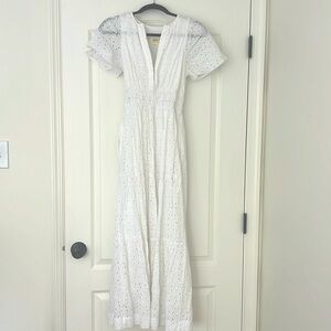 Maeve by Anthropologie White Eyelit Dress with pockets